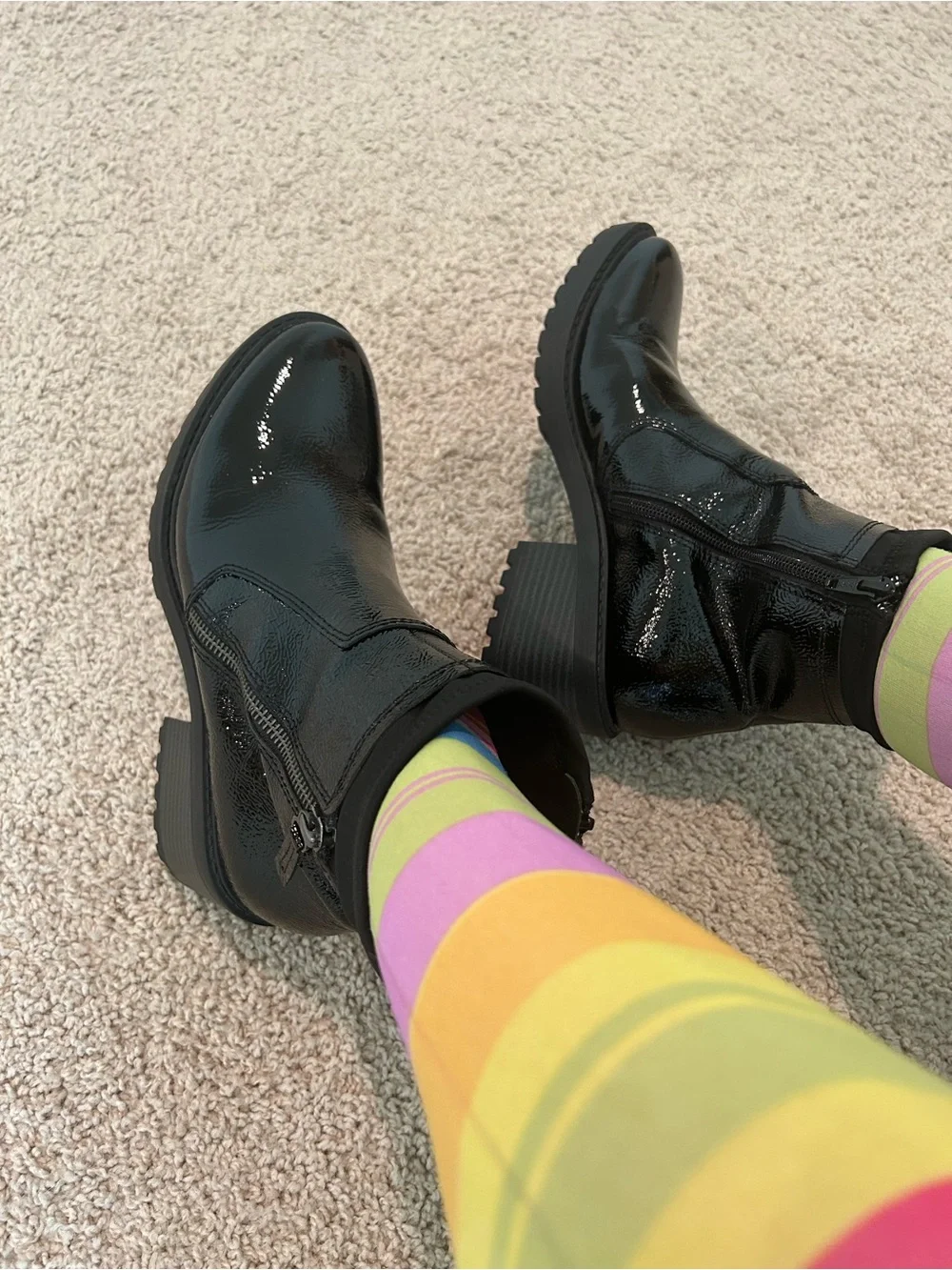 New Salvia Black Patent Ankle Boots with Side Zipper 38
